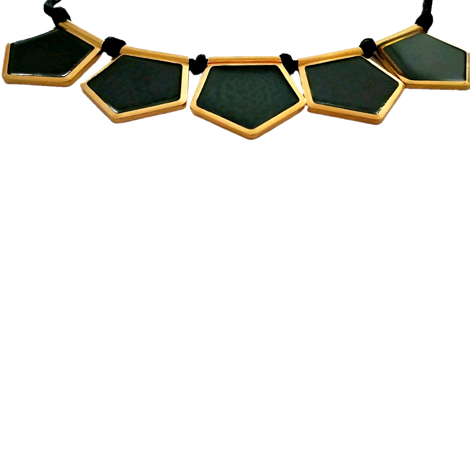 Yves Saint Lauent Haute Couture Dark Green Elements/Gold-plated Necklace