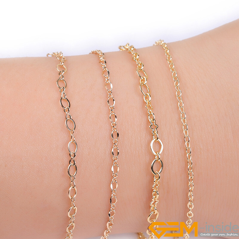 Yellow Gold Filled Classic Cable Necklace Chains Jewelry Making Finding 3 feet