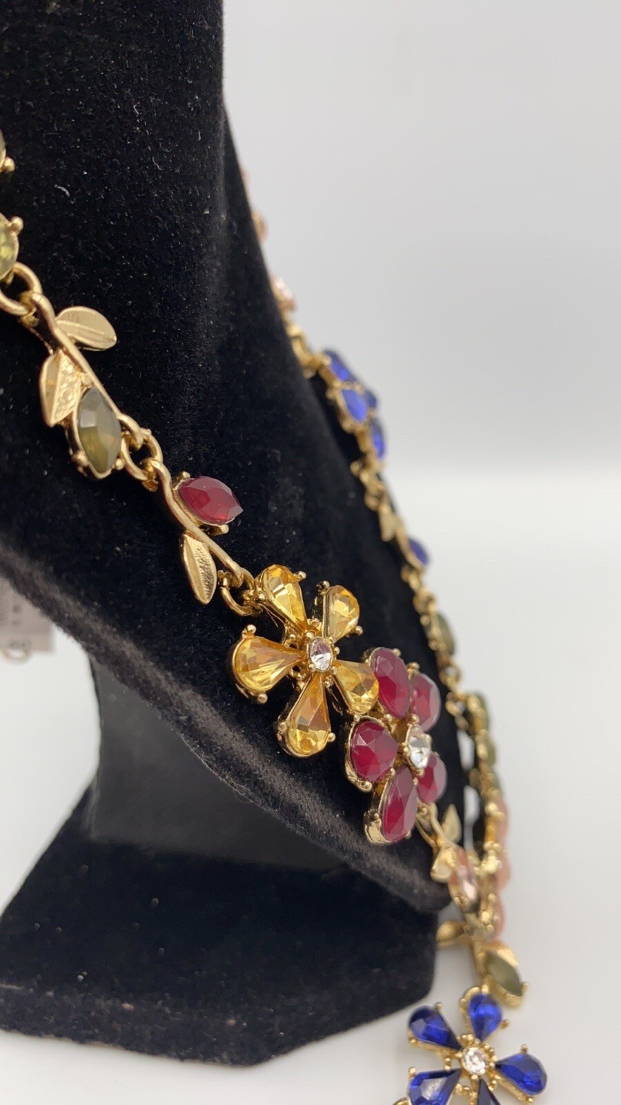 INC International Concepts Gold Tone Multi Color Crystal Flower Y Necklace
