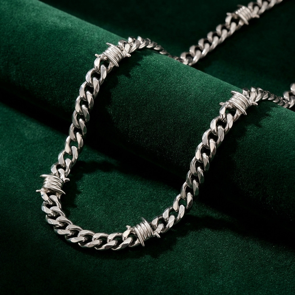 Barbed Wire Cuban Necklace