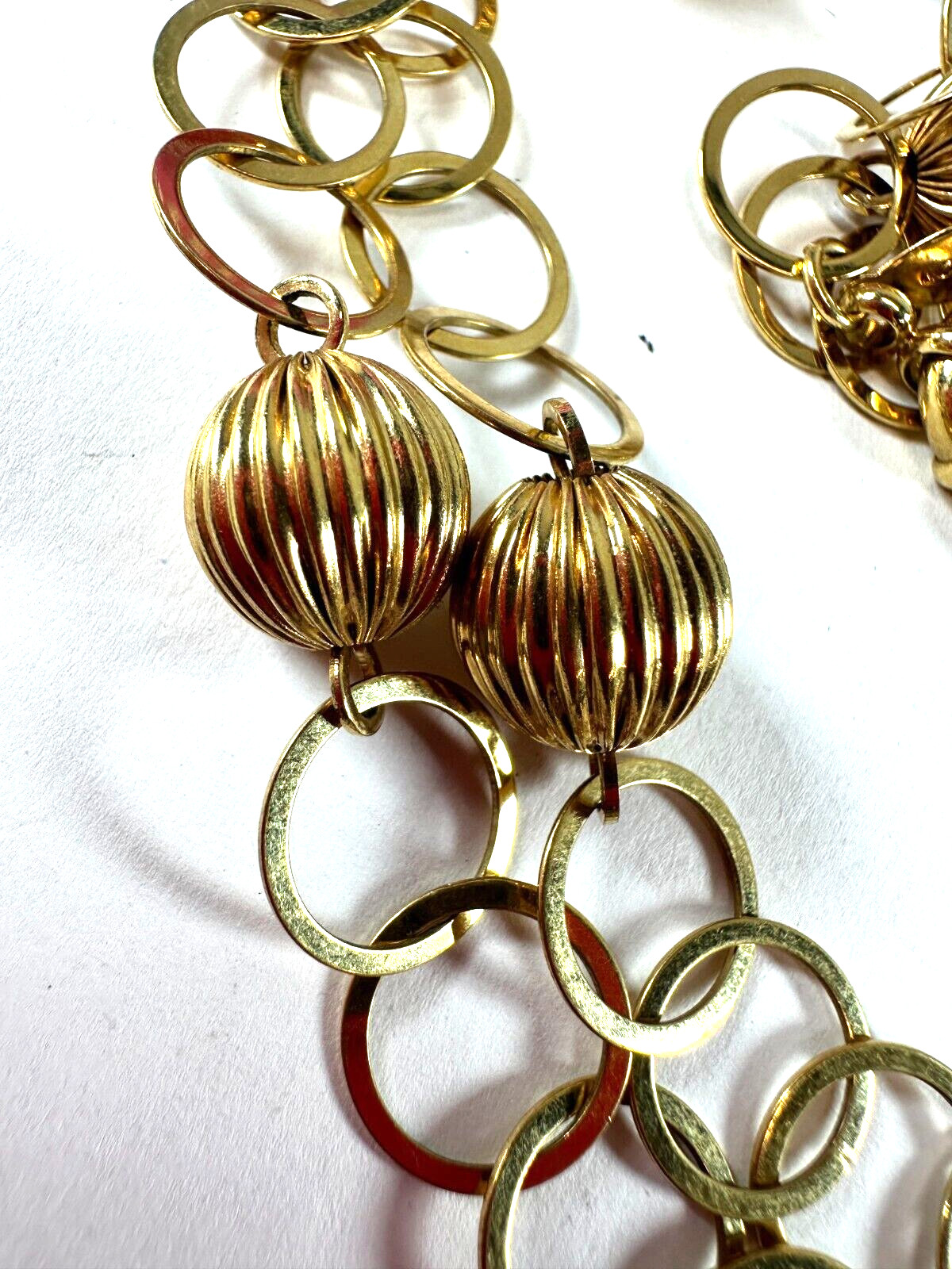 Necklace Francesca Visconti Melon Bead Station Lightweight Circle Link Signed