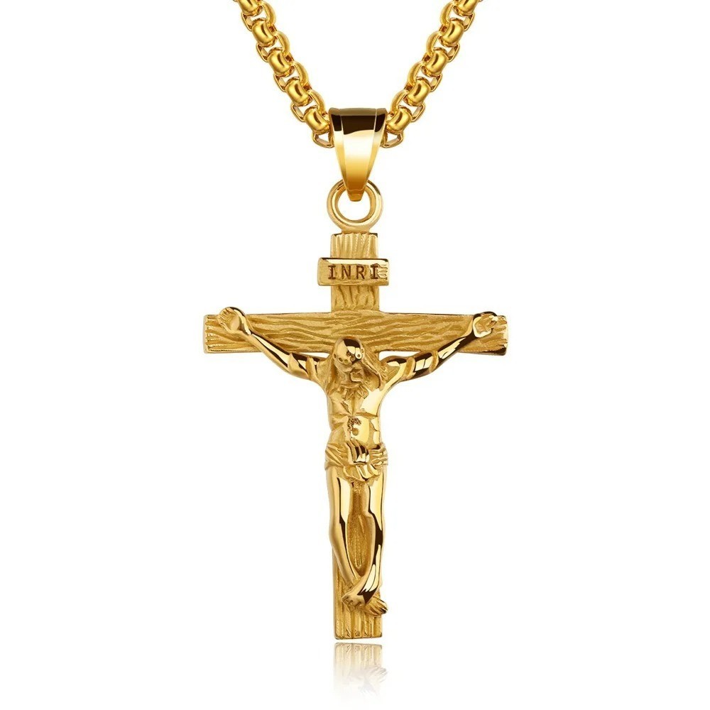 Cross Pendant Necklace 18K Gold Plated Jewelry for Women