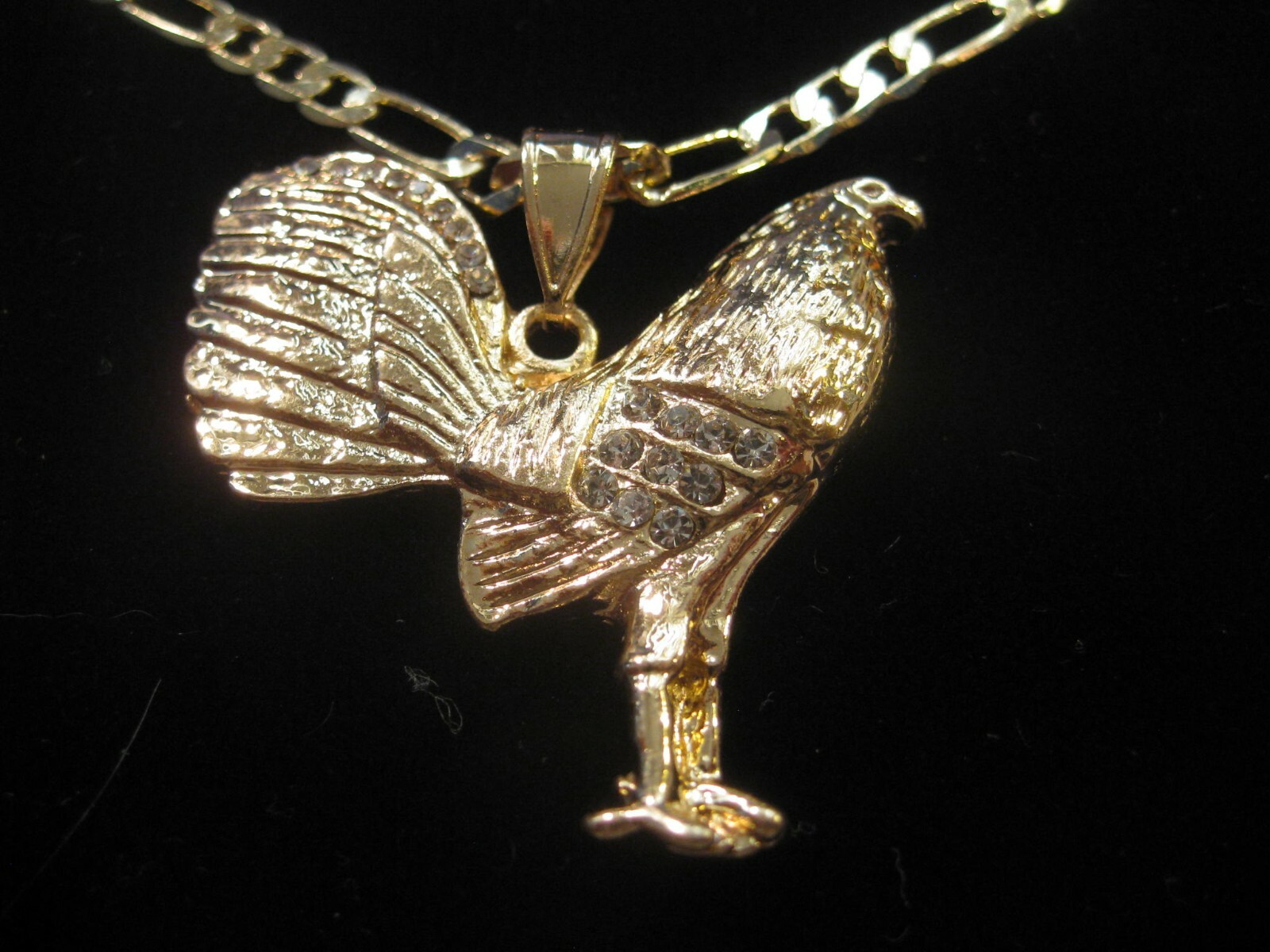 GALLO 24″ CADENA 14K 2COLOR ORO LAMINADO CZs/2COLOR GOLDPLATED ROOSTER CHAIN/CZs