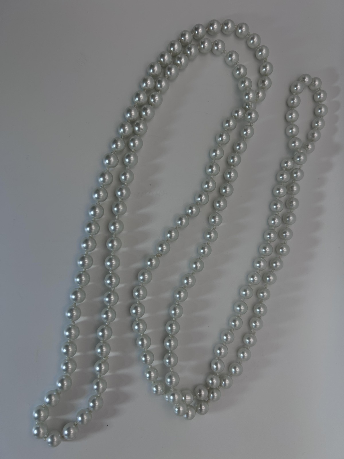 Necklace White Imitation Pearl Beaded Endless Strand Classic Layering Womens