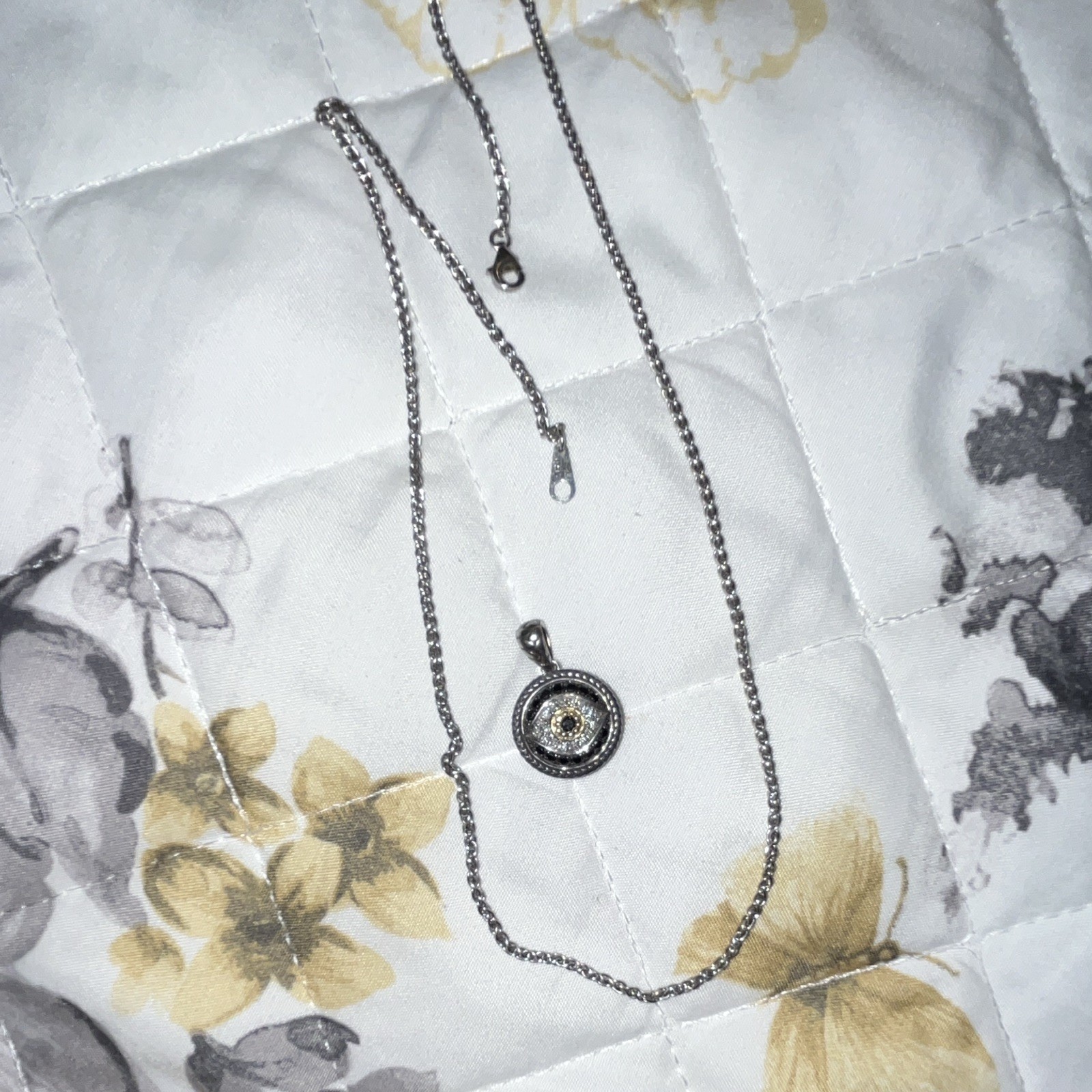 Effy ENY 925 Sterling Silver & 14K Yellow Gold Black & White Diamond Evil Eye