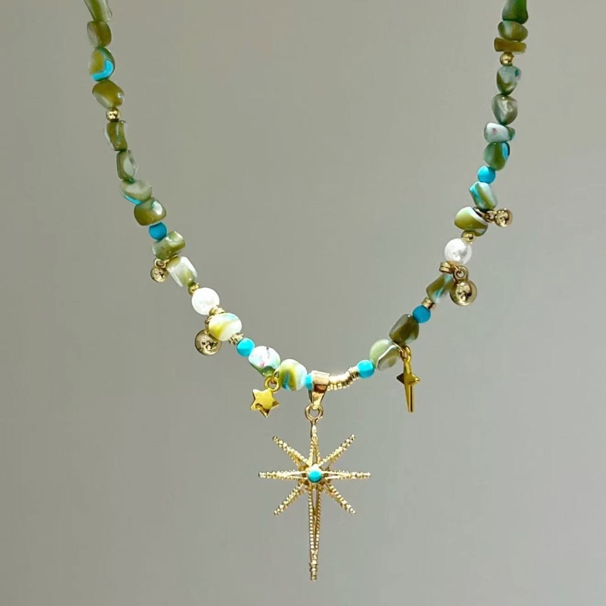 Blue and Gold Star Beaded Necklace 3-Piece Set