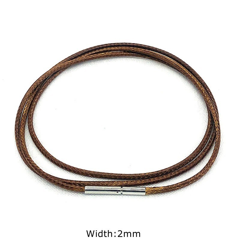 Black Rope Leather Cord Chain Necklace Stainless Steel