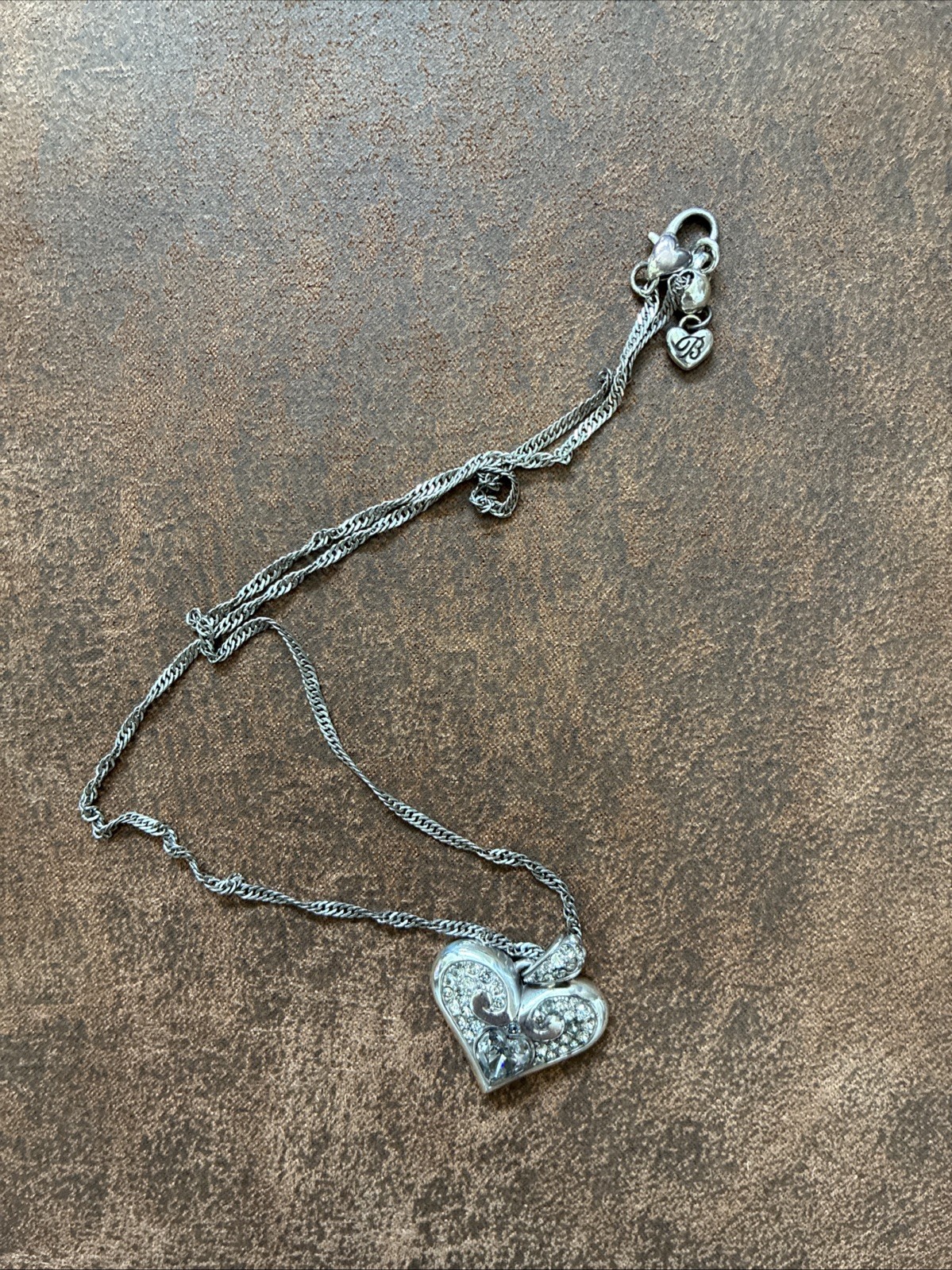BRIGHTON ALCAZAR HEART GLAM OPEN SCROLL CRYSTAL HEART NECKLACE Pre-owned