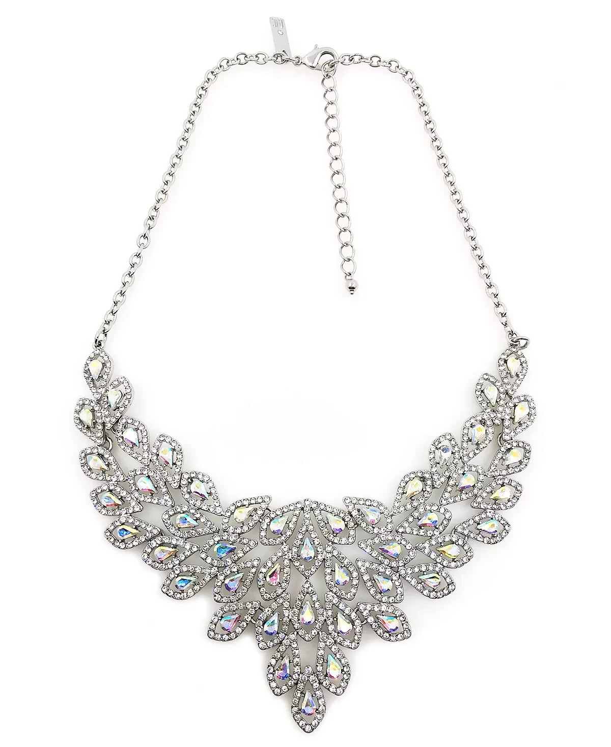 INC Silver-Tone Crystal Teardrop Statement Necklace, 17″ + 3″ ext