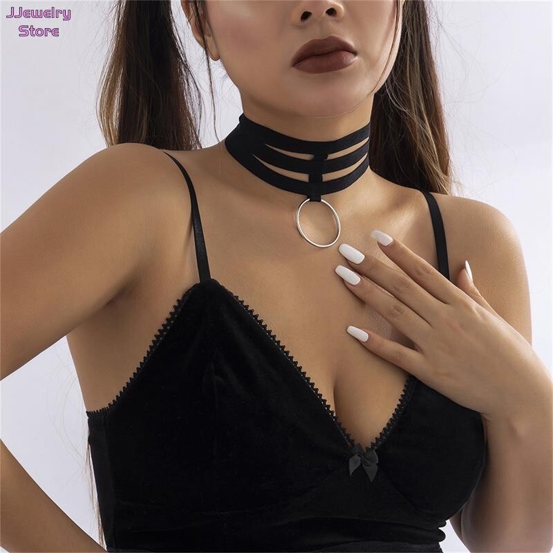 Women’s Fashion Jewelry Black Velvet Velvet Layered Choker Collar Necklace 434