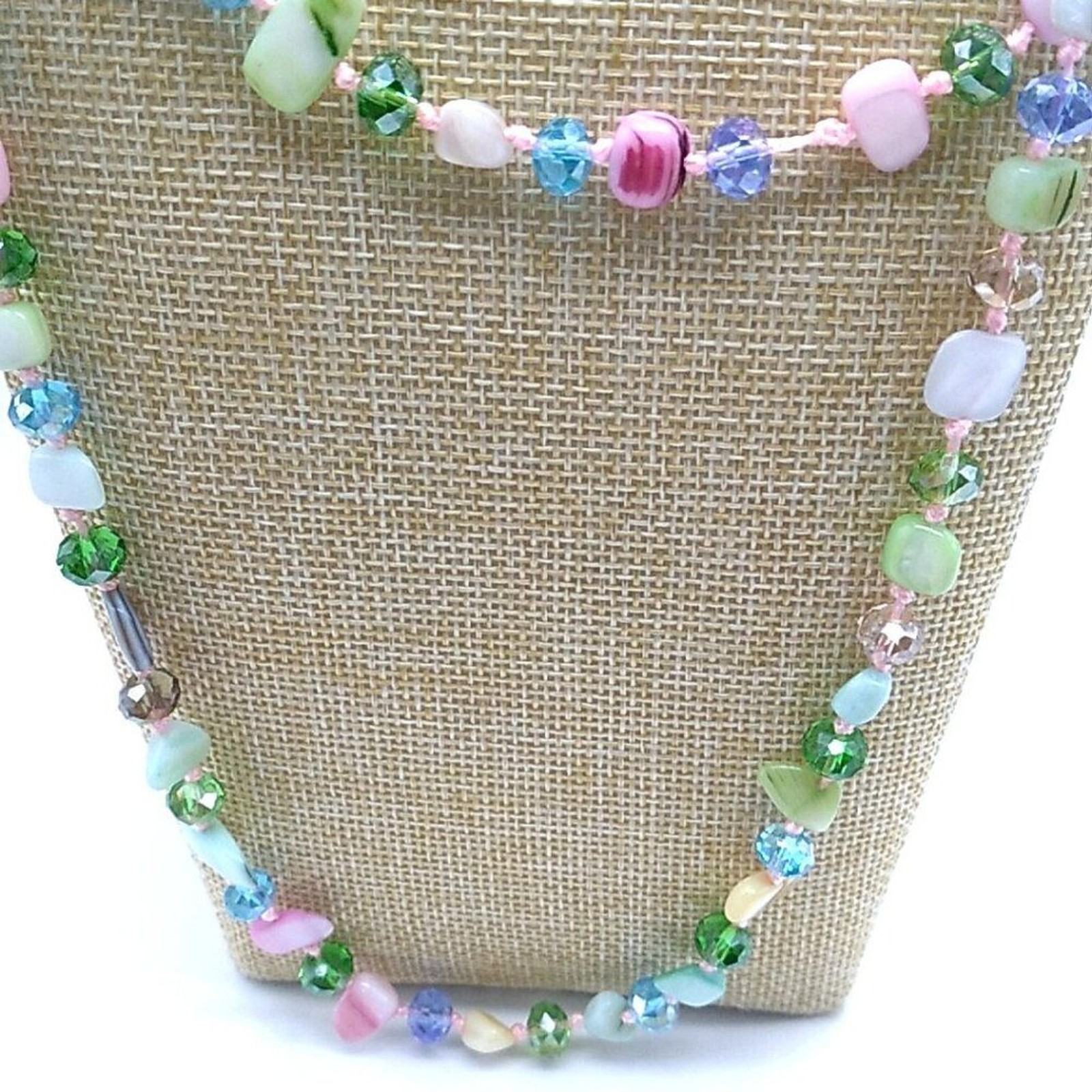 MOP + Faceted Pastel Multi-colored Beaded Necklace