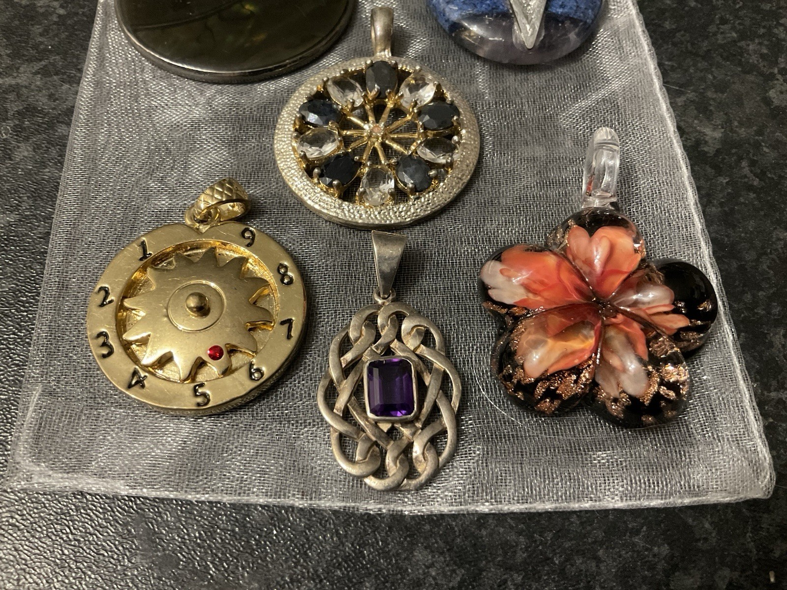 Mixed Lot Of of 6 Preloved Pendants, Various Materials, No Chains