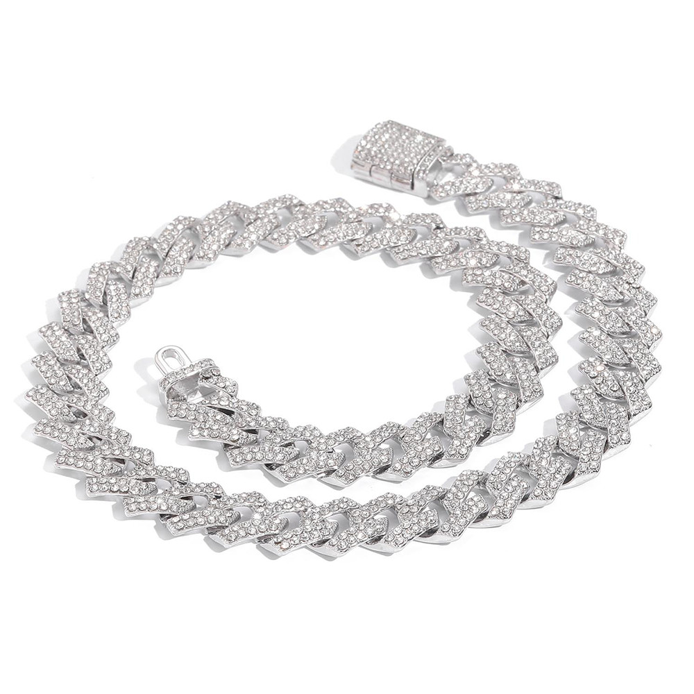 14mm Miami Iced Prong Cuban Link Curb Chain Rose Gold & Silver Necklace Gift