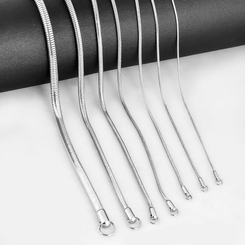 50Pcs Men Women Silver Stainless Steel Round Cable Snake Chain Necklace 18″-28″