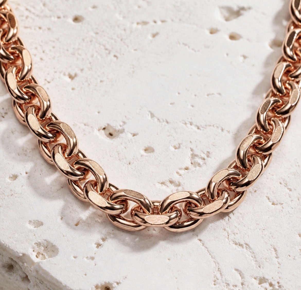 Solid Copper Chain CN555G – 3/8 of an inch wide. Available in 18 to 30 inches.