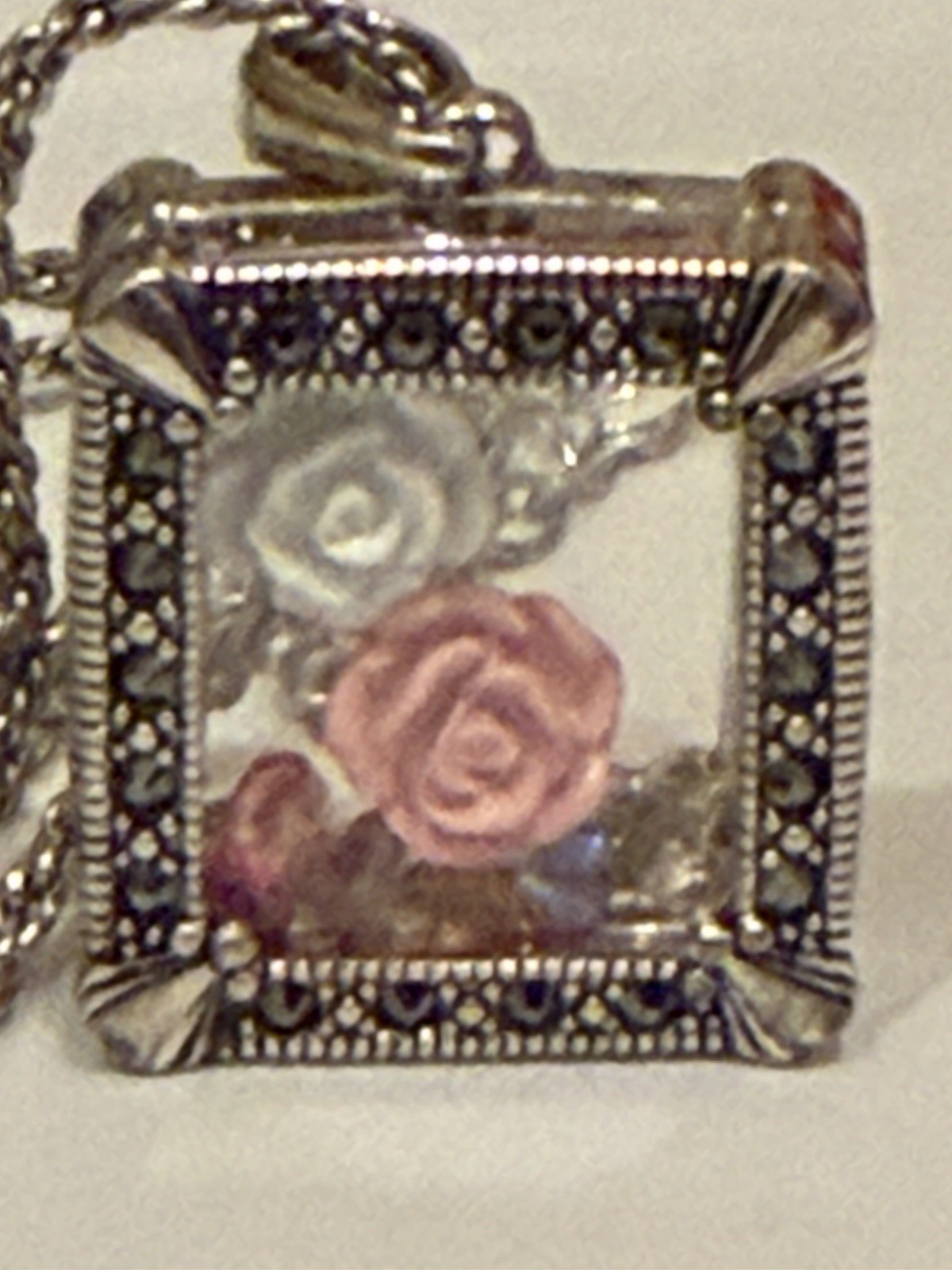 Origami Owl Square Marcasite Locket Set