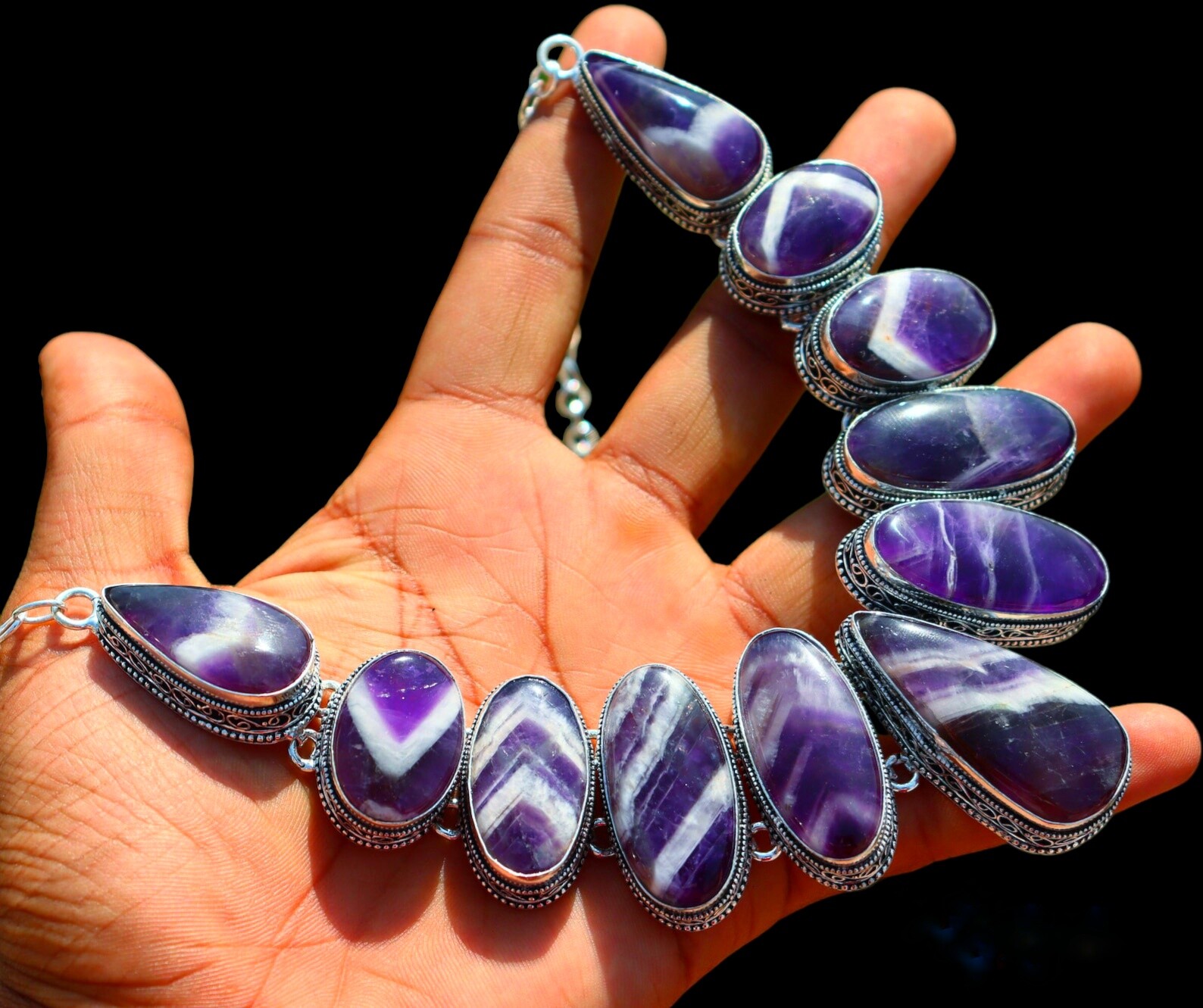 Amethyst Silver Necklace 925 Sterling Silver Necklace Handmade Gemstone Necklace