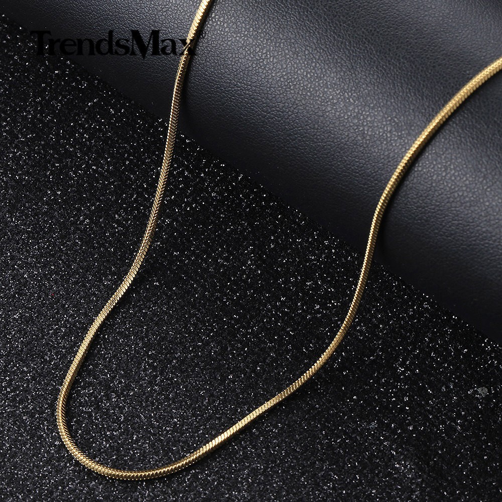 18 -30in Gold Plated Stainless Steel Square Snake Chain Necklace Women Men