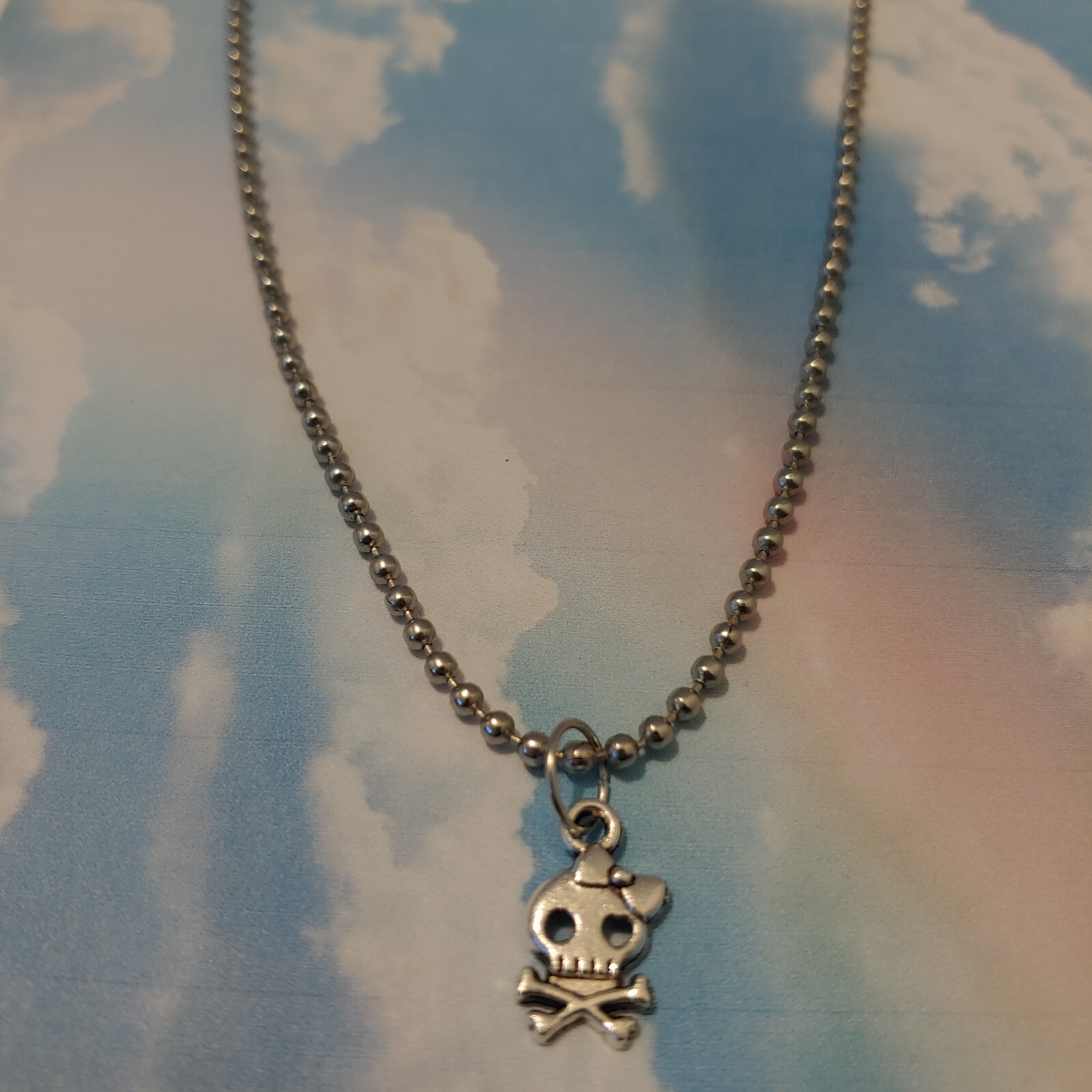Girly Skull Ball Chain Necklace Punk Goth Halloween
