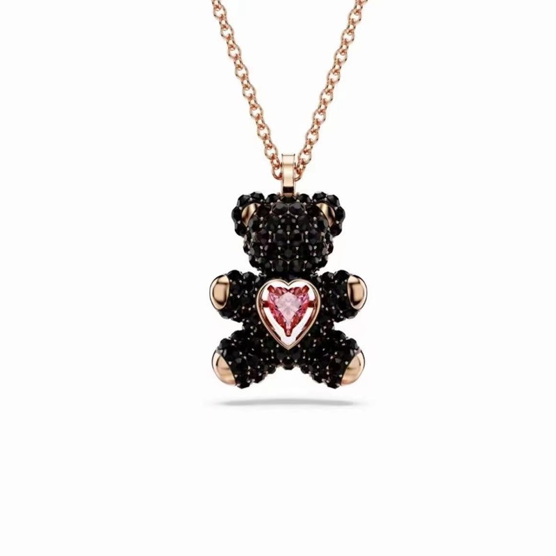 Swarovski Teddy Bear Beating Heart Necklace for Women