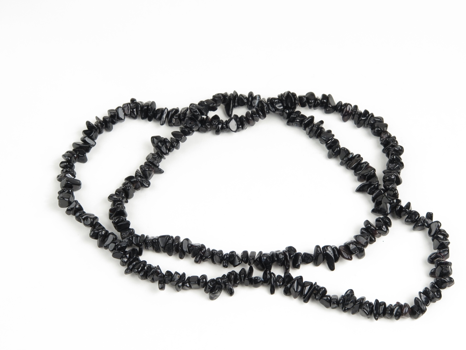 Black Bead Glass Stone Strand Necklace 32 in long