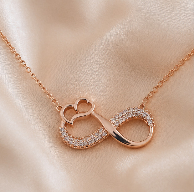 2ct Simulated Diamond Engagement Infinity Heart Pendant 14k Yellow Gold Plated