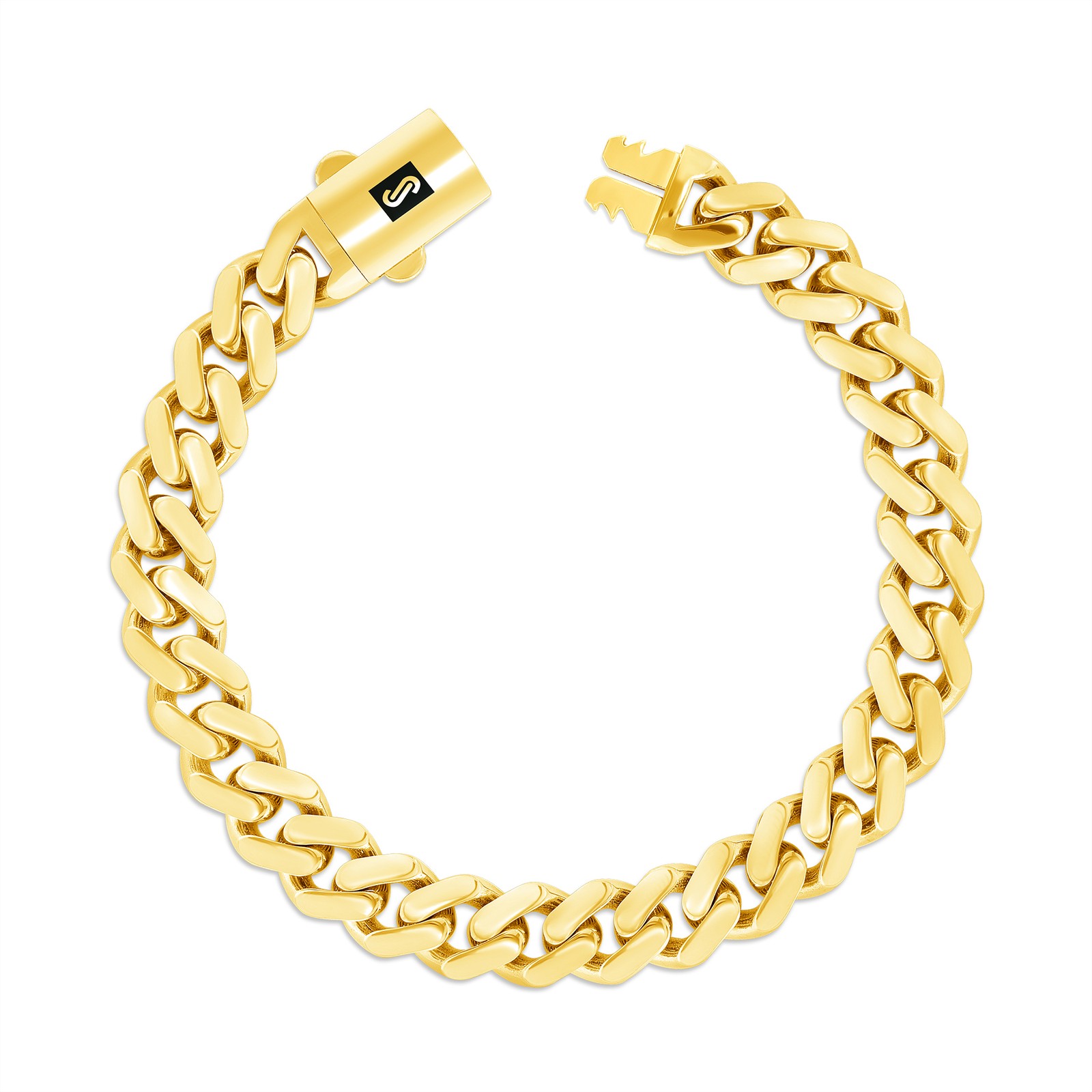 10K Yellow Gold Miami Cuban 9mm Monaco Chain Bracelet Mens Womens 6″ 7″ 8″ 9″