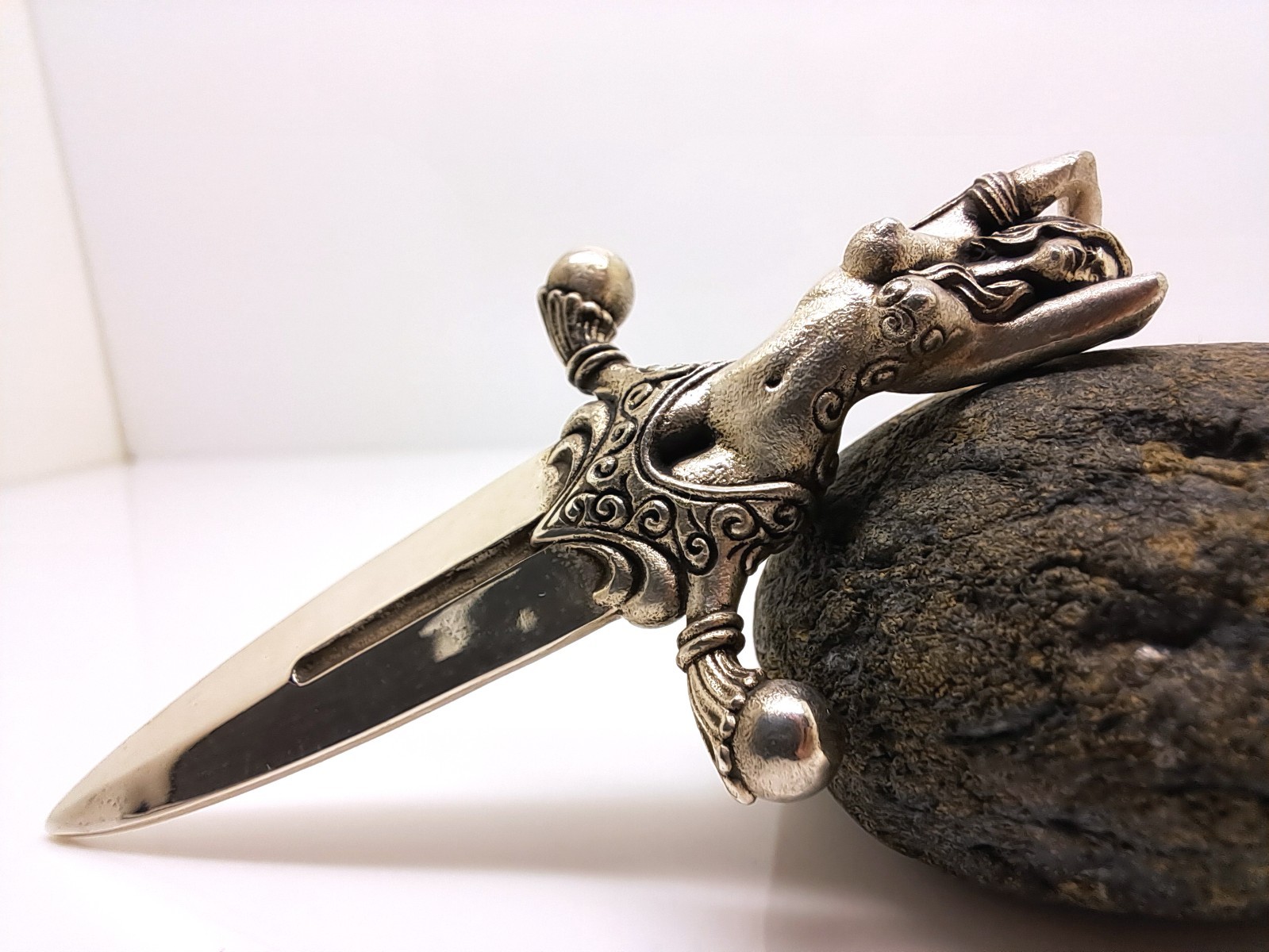 925 Sterling Silver Dagger Pendant – Gothic Fantasy Sword Female Figure Pendant