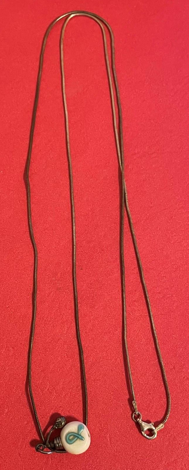30 Inch Necklace with White Round Pendant as shown
