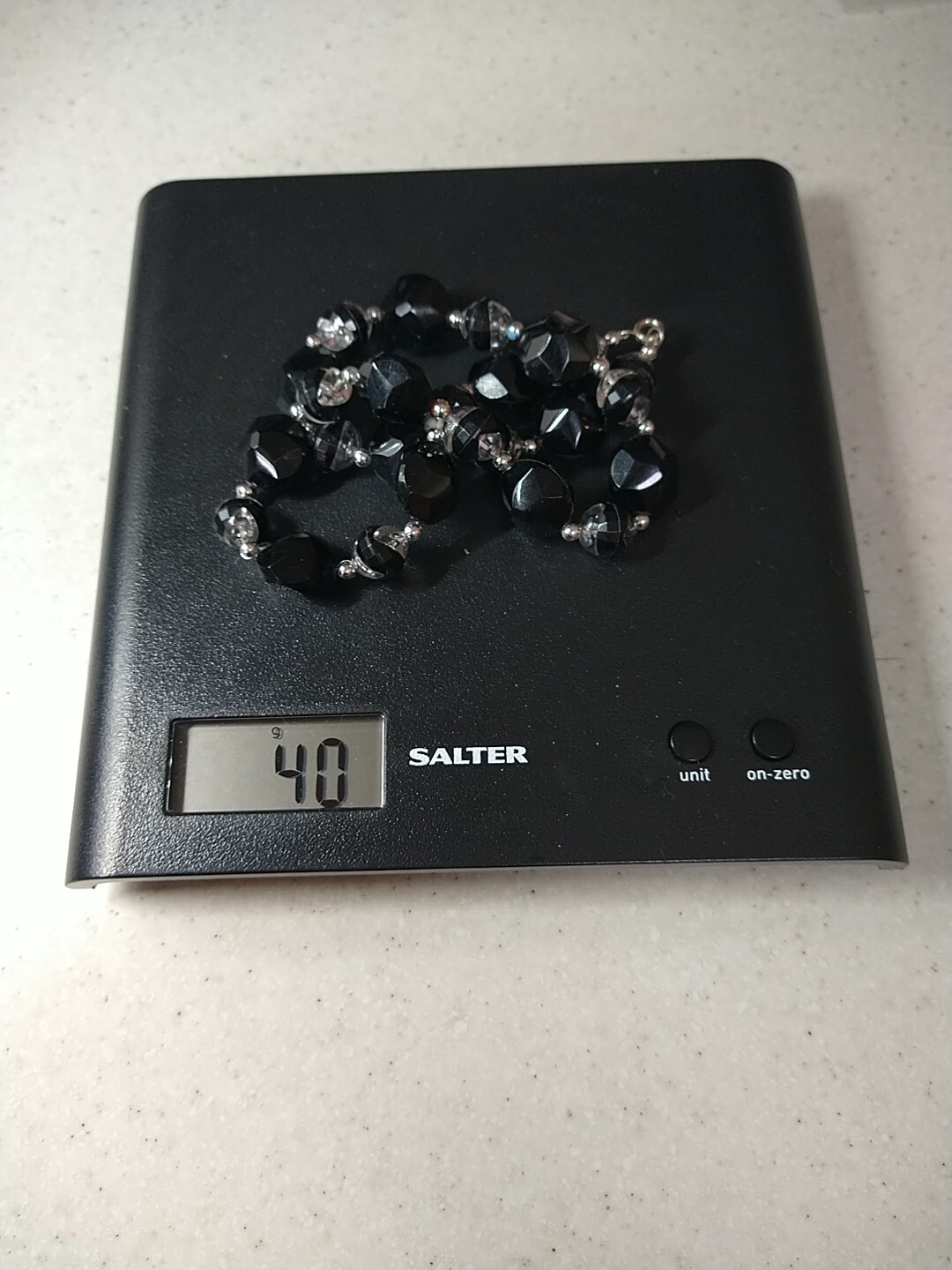 Necklace black Goth clear vintage beads vintage style retro Halloween y2k 1990′