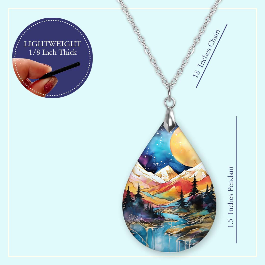 Colorful Mountain Teardrop Necklace