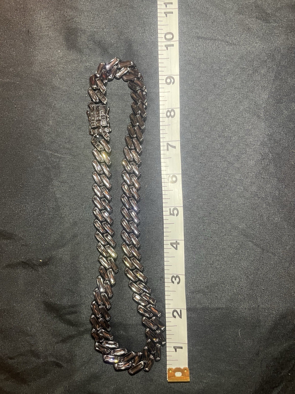 Men’s Black Monaco Link Chain Necklace 19-24in with Box Clasp