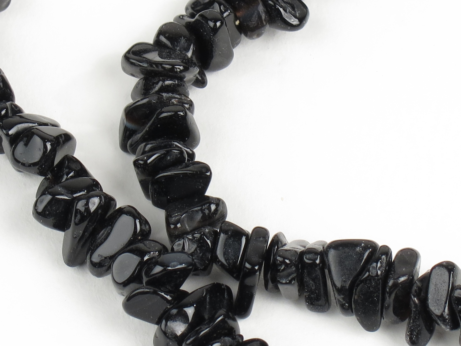 Black Bead Glass Stone Strand Necklace 32 in long