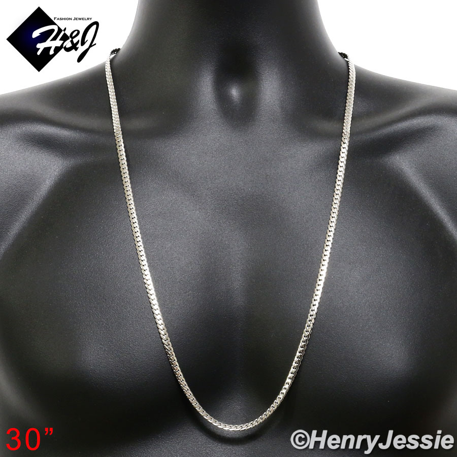 16-40″MEN Stainless Steel 3mm Silver Miami Cuban Curb Link Chain Necklace*N155