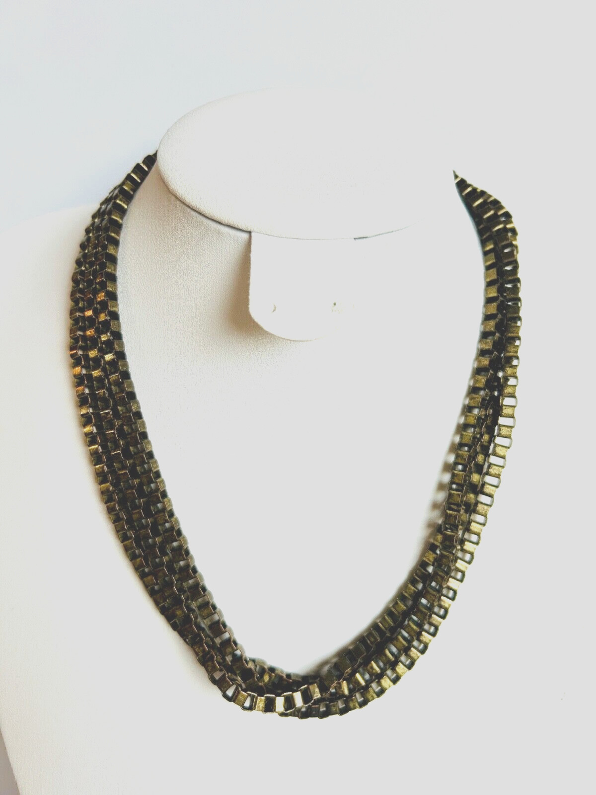 Chunky Metal Rustic 3 Stranded Necklace Jewellery 19 Inches Long