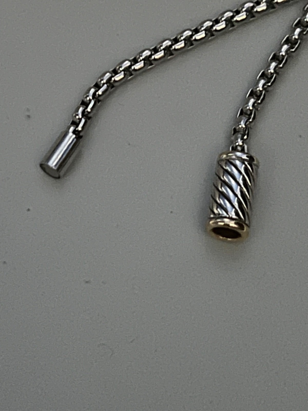 Silver and Gold-tone Chunky Square Pendant on Rolo Chain Necklace w/ Earrings