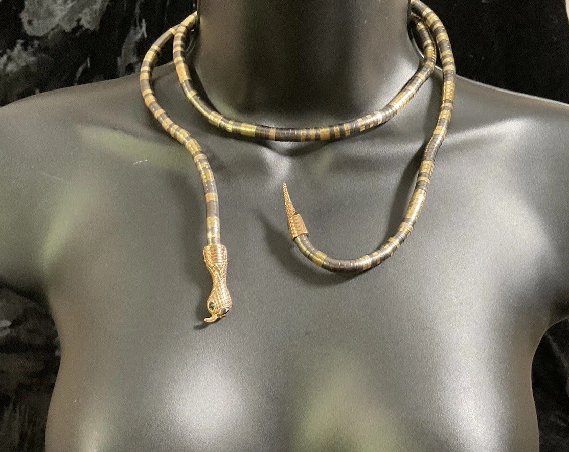 Bendable Silver, Black, Gold Snake Necklace Choker Steam Punk Posable Adjustable