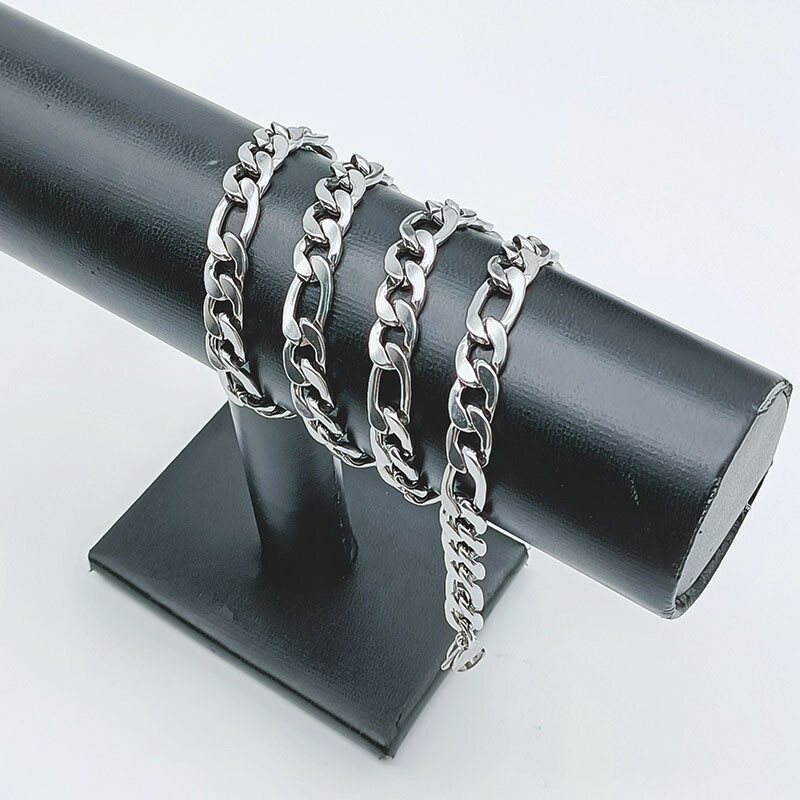 Stainless Steel 1:3 Figaro Chain 7″- 30″ Men Women Necklace 2/3/5/7/9/11/13mm