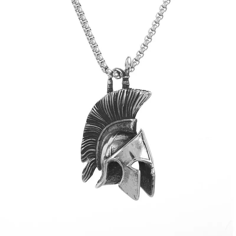 Men’s Fashion Jewelry Silver Ancient Greek Spartan Helmet Pendant Necklace 597