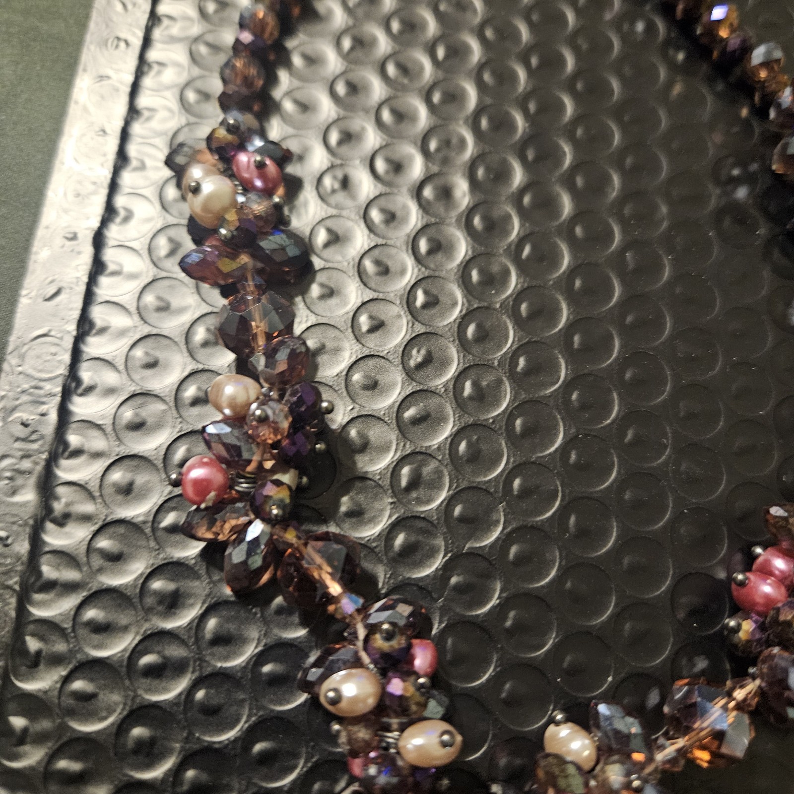 Multicolor Beaded Statement Necklace Purple Faceted Crystal & Pearl Fashion