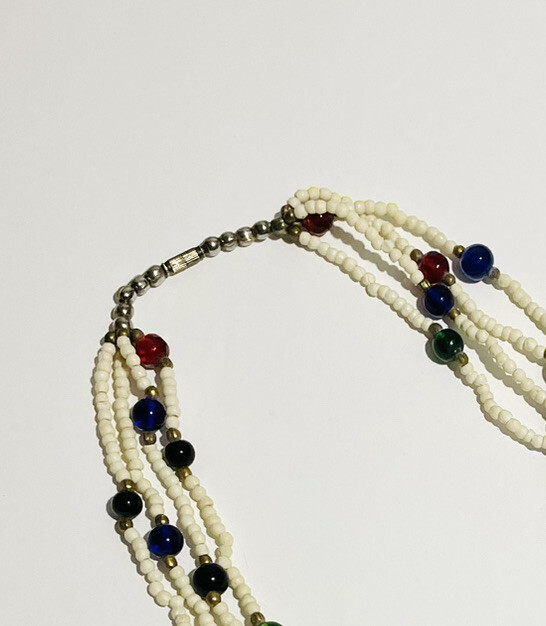 Necklace Vintage Multi Strand Multi Color Glass Bead