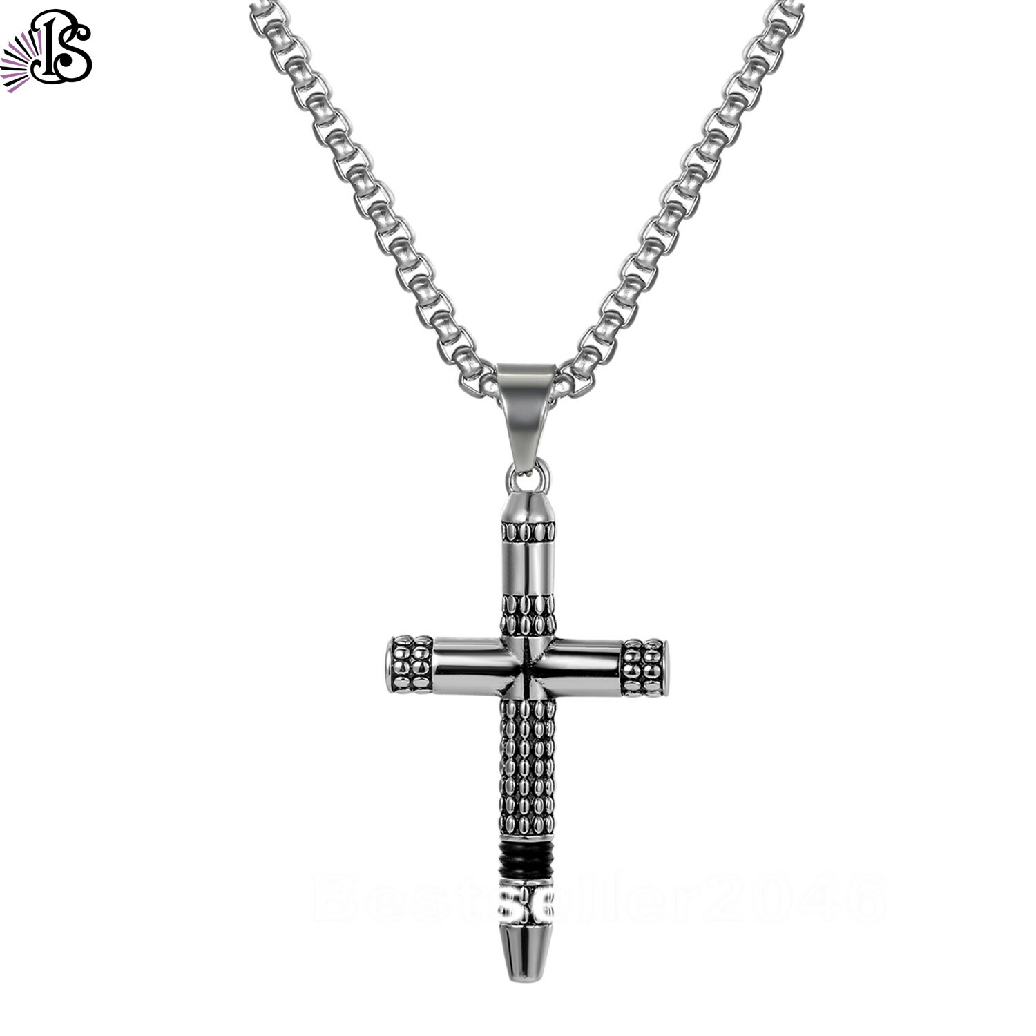 Mens Boys Stainless Steel Vintage Cross Pendant Necklace 22″ for Men Women