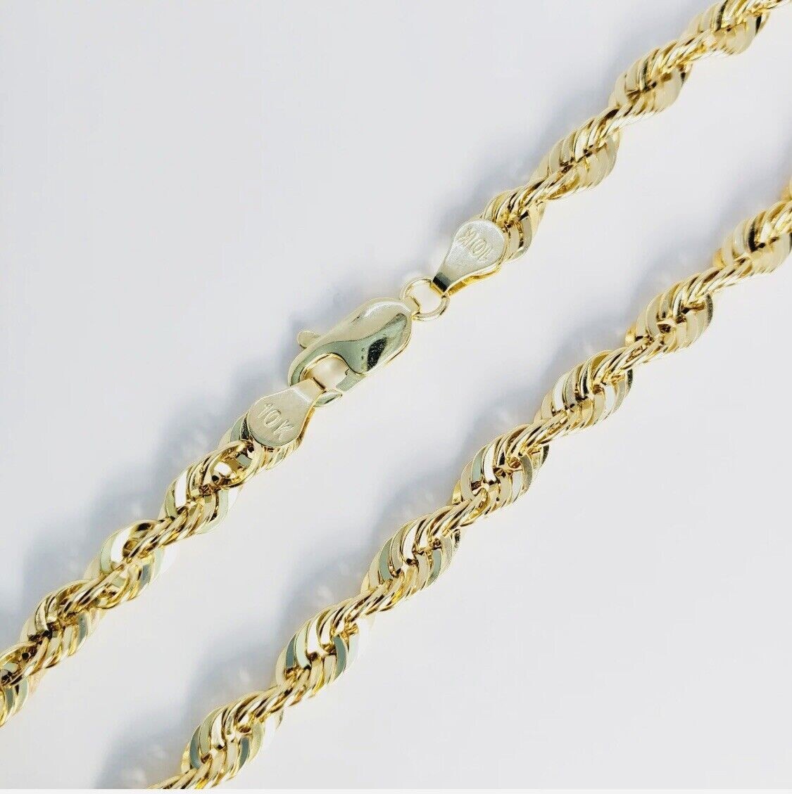 Real 10k Yellow Gold Solid Heavy 5mm Rope Chain Diamond Cut Necklace 22″ Long