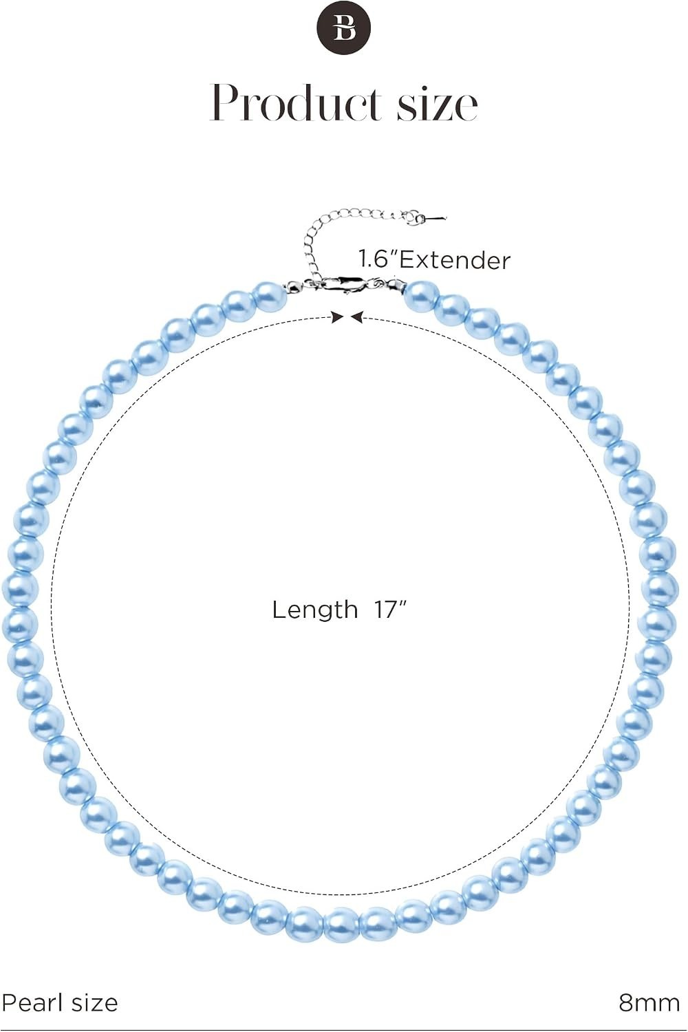 Elegant Baby Blue Round Imitation Pearl Necklace for Brides & Special Occasions