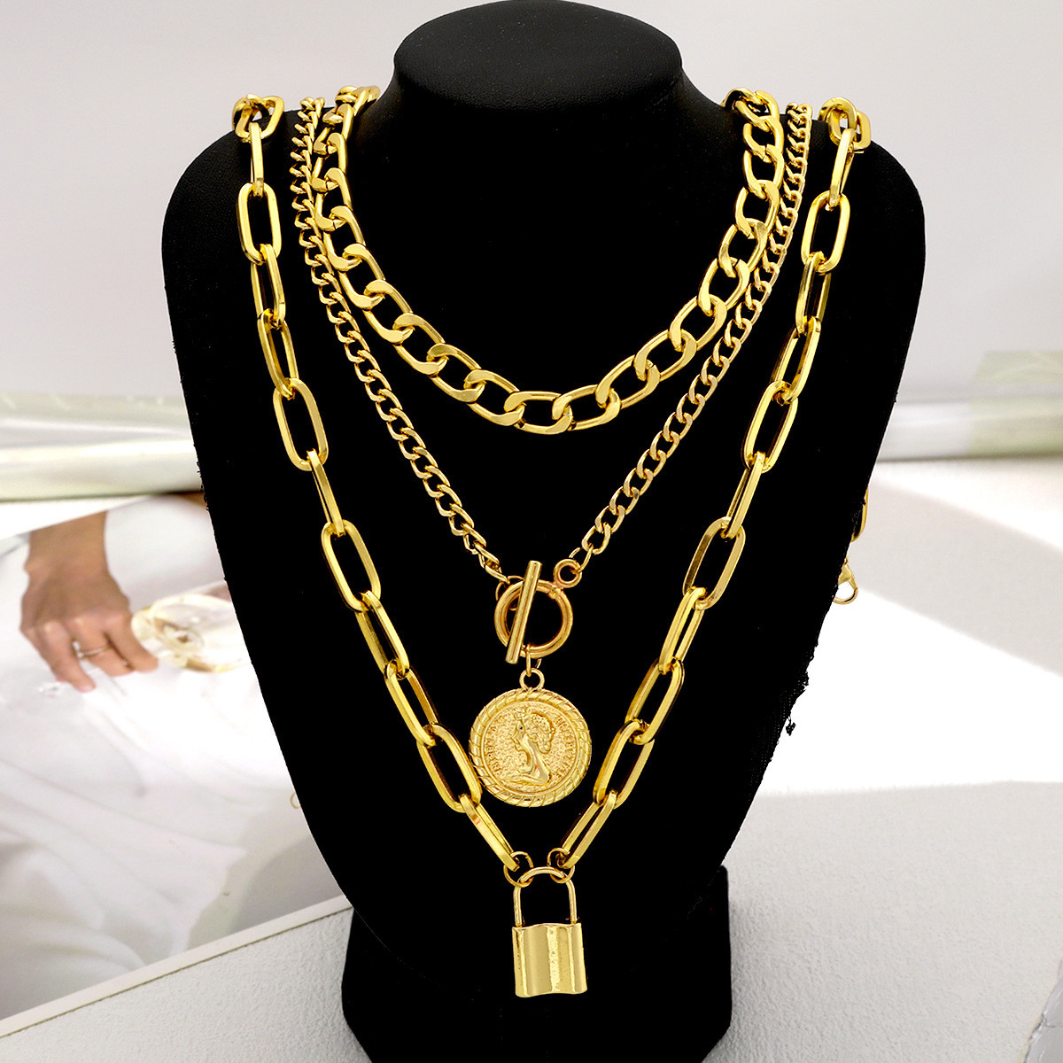 Chunky Multi-Layer Necklace Trendy Pendants Choker Women Fashion Jewelry 98-3