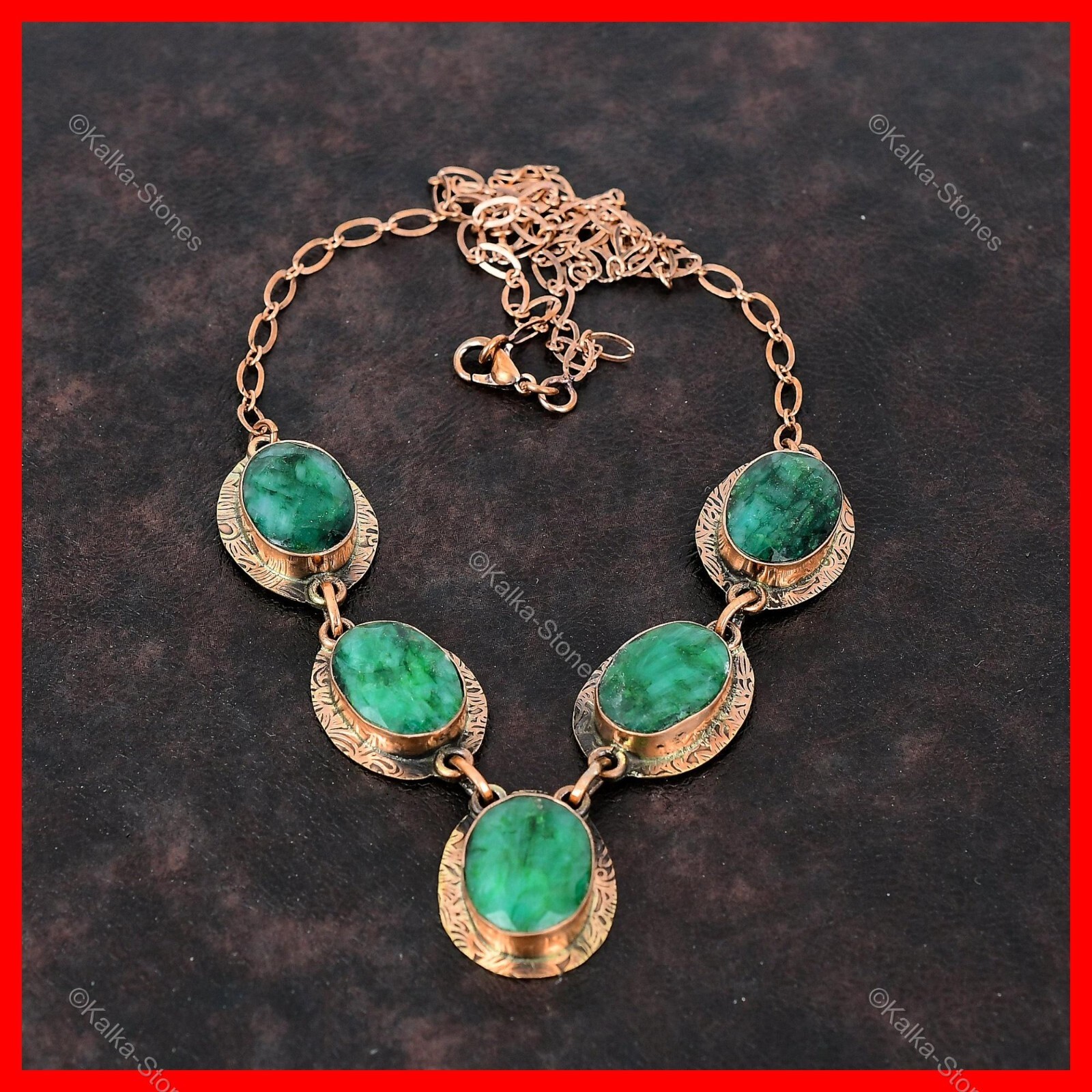 Womens day Deal Natural Zambian Emrald Trendy Ethnic Necklace Jewelry Copper