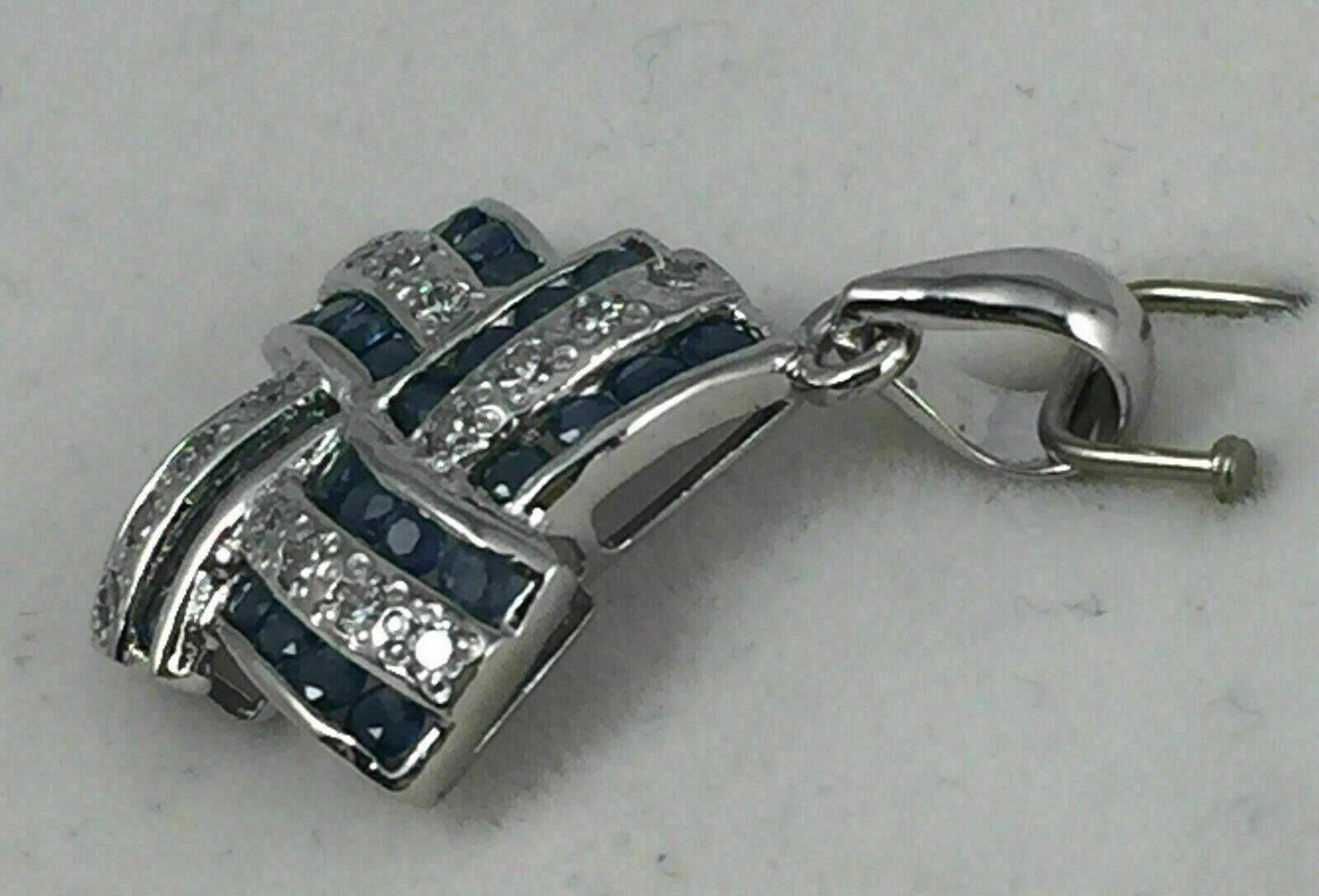 Round Cut Simulated Blue Sapphire Women’s Stunning Pendant 14K White Gold Plated