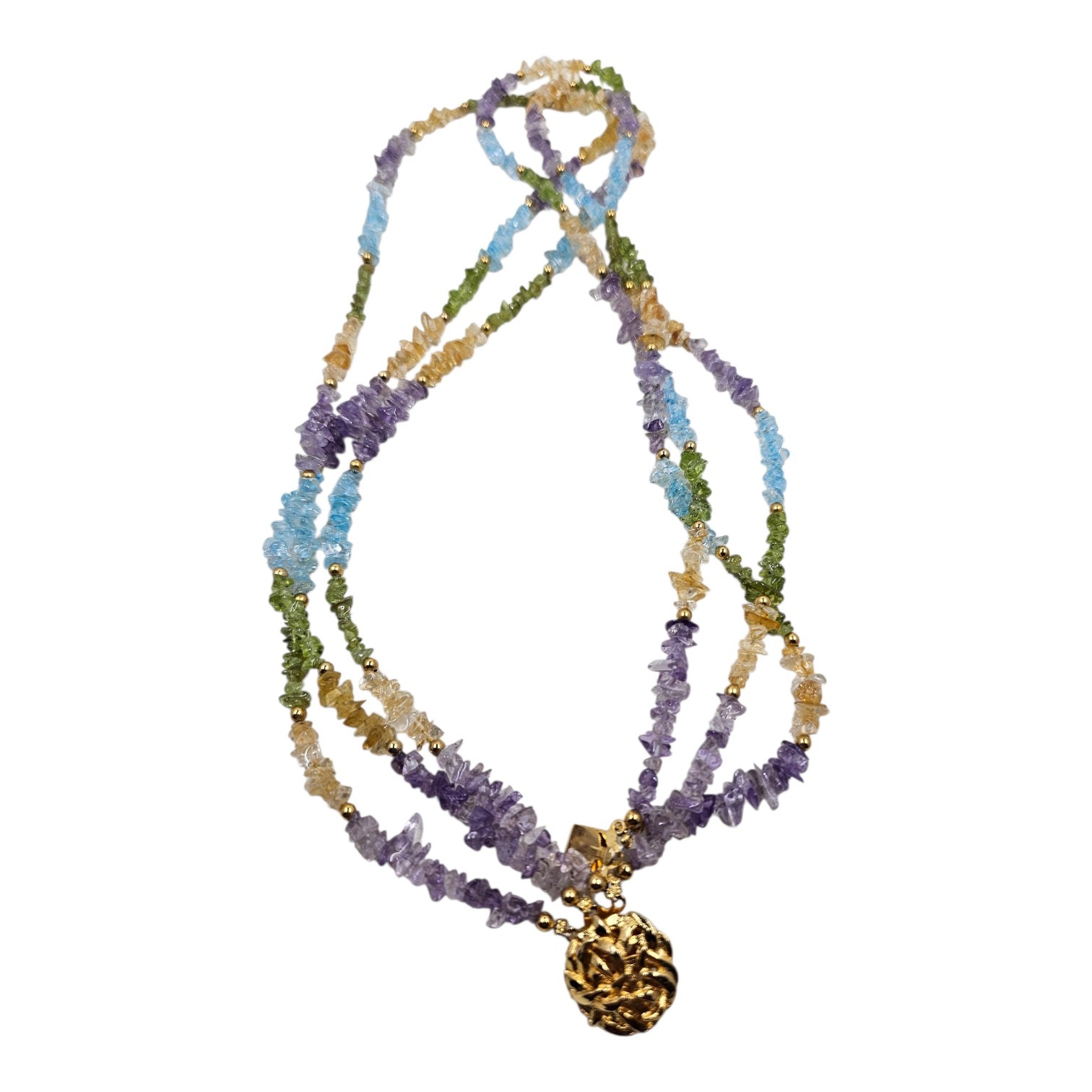 Multi Strand Gemstone Chip Necklace