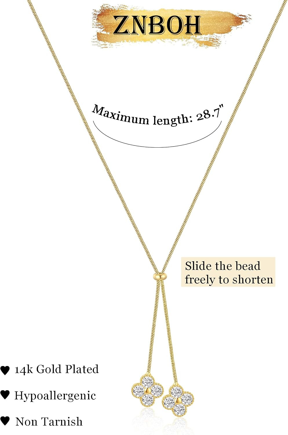 Lariat Gold Necklace for Women Long Dainty Y Necklaces Drop Chunky | 14K Gold Pl