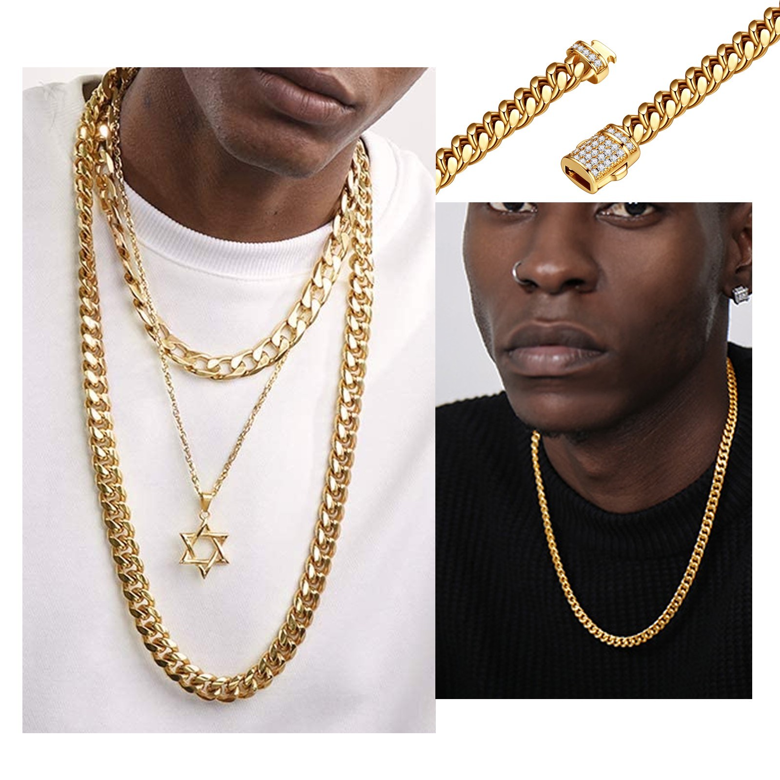 6mm-14mm Mens Miami Cuban Link Chain SOLID Stainless Steel Necklace or Bracelet